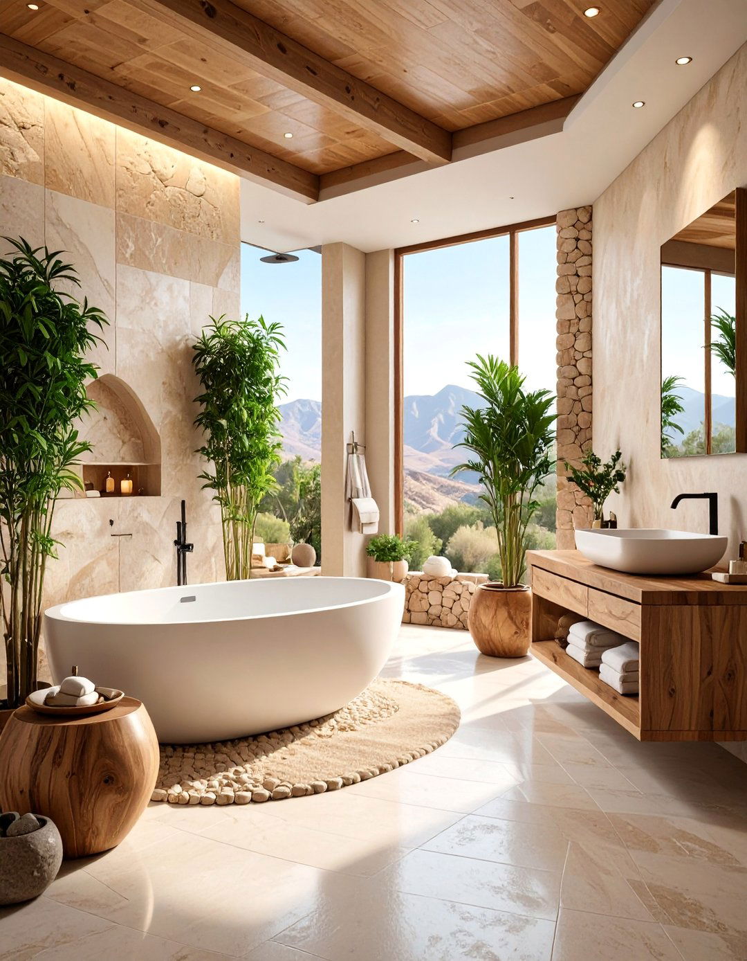Desert Inspired Home Spa Bathroom with Natural Stone - 25 Desert Themed Room Ideas