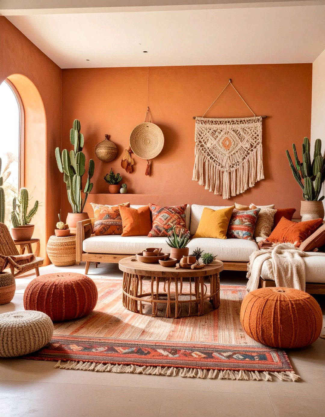 Desert Inspired Oasis with Terracotta Accents - 25 Boho Living Room Ideas
