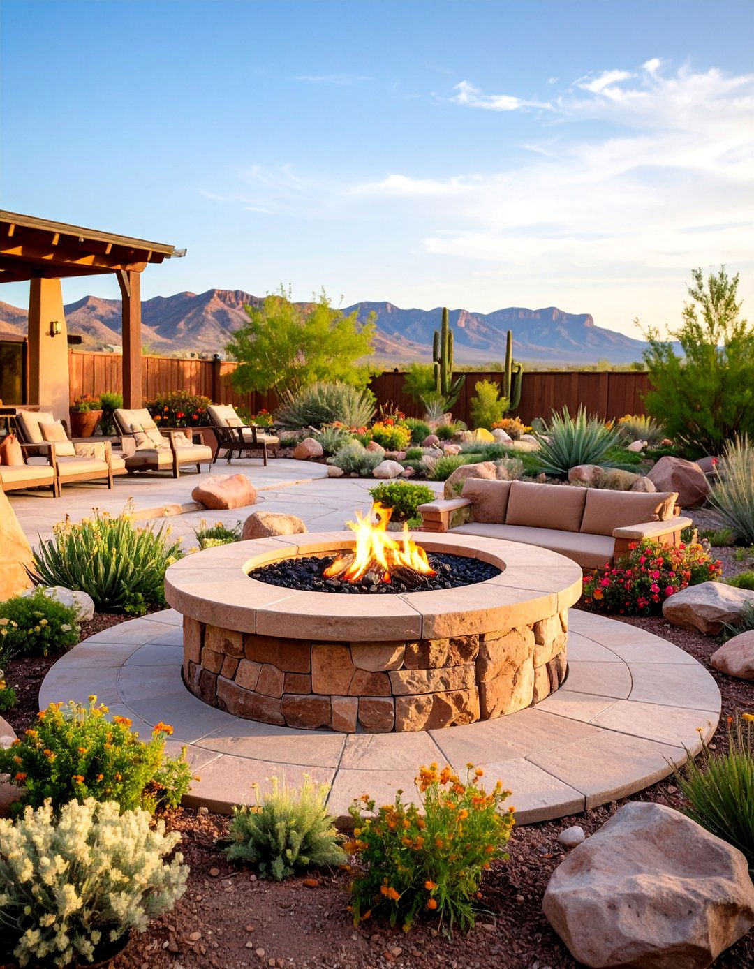 Desert Inspired Stone Fire Pit - 25 Rock Fire Pit Ideas