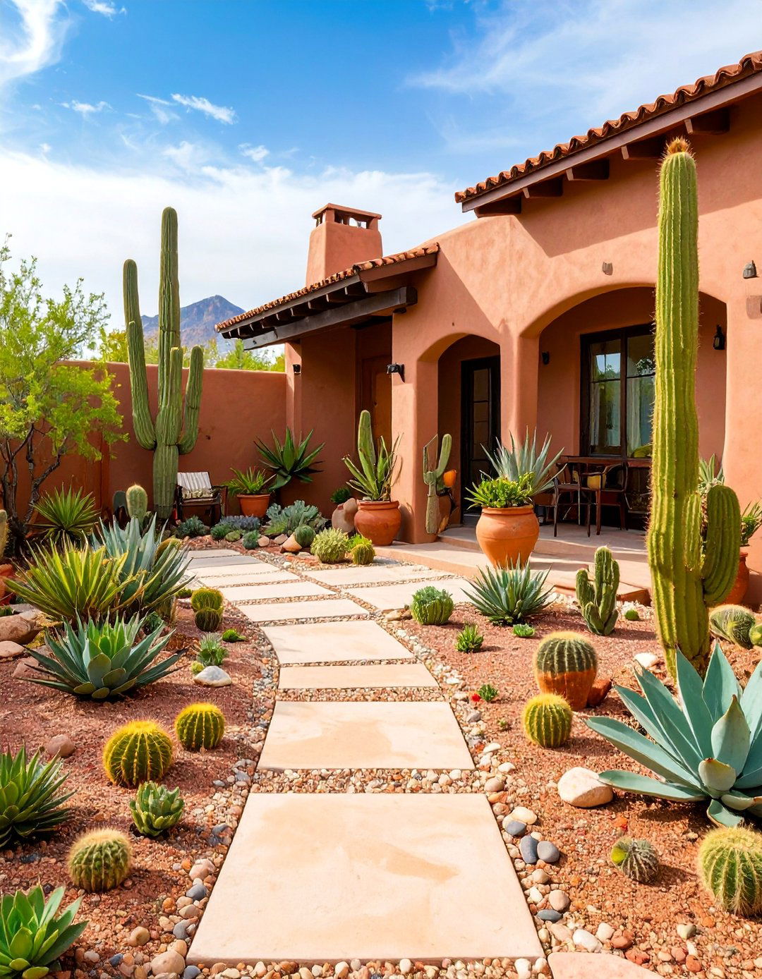 Desert Inspired Townhouse Backyard with Succulents - 25 Townhouse Backyard Ideas