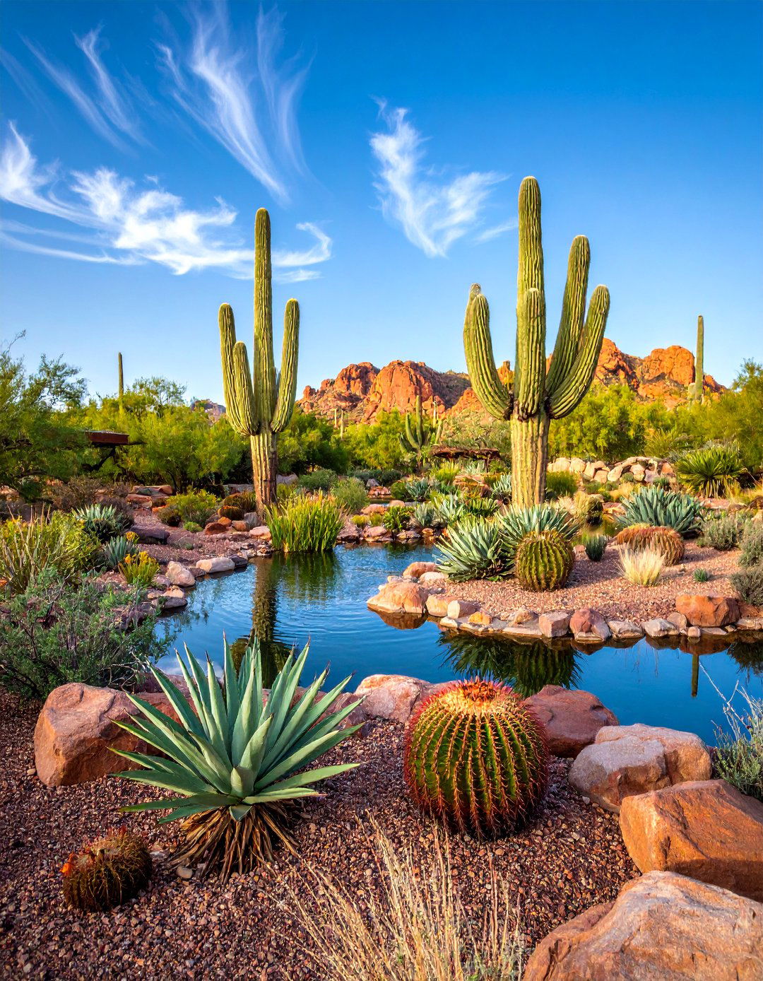 Desert Landscape Duck Pond with Xerophytic Plants - 25 Duck Pond Ideas