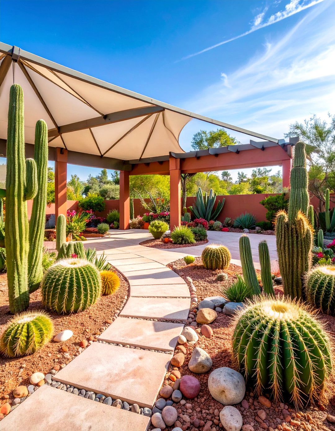 Desert Landscape with Xerophytic Plants - 25 L Shaped Backyard Ideas