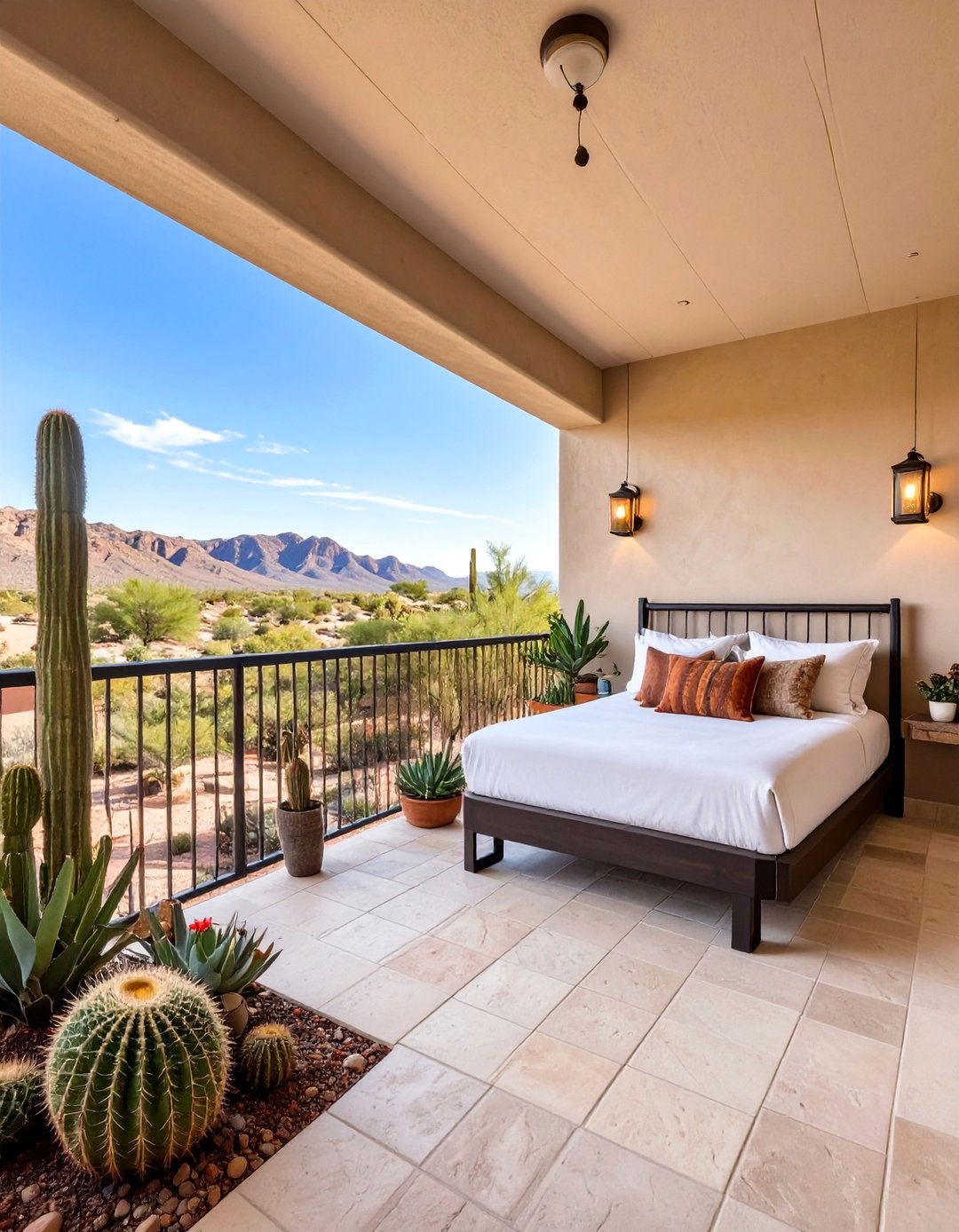 Desert Modern Bedroom Balcony with Succulent Gardens - 25 Bedroom Balcony Ideas