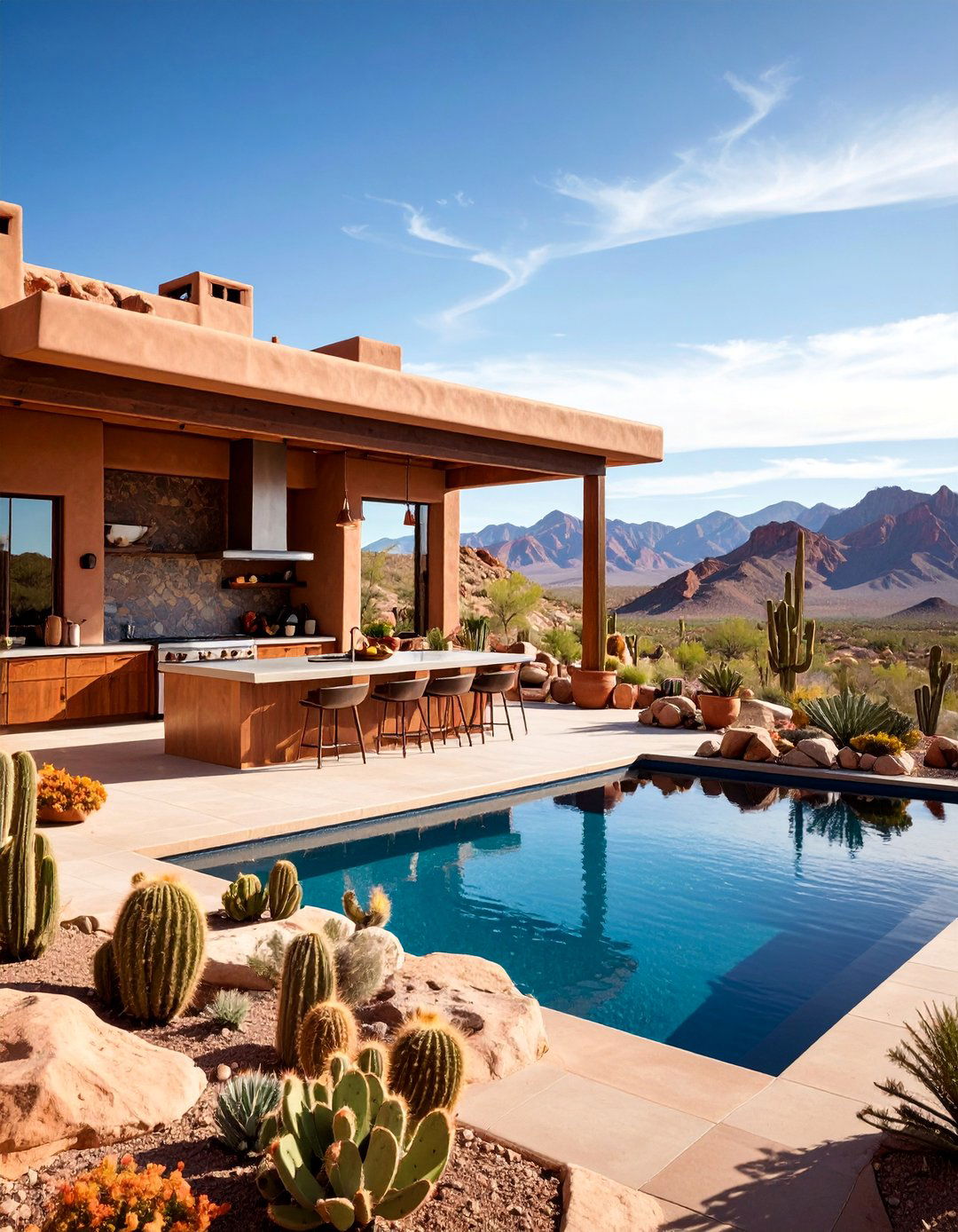 Desert Modern Pool House with Southwestern Kitchen Flair - 25 Pool House With Outdoor Kitchen Ideas