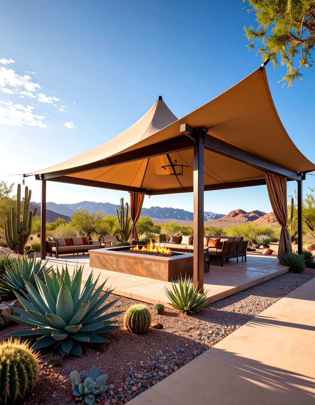 Desert Modern Shade Sail Outdoor Pavilion - 25 Outdoor Pavilion Ideas