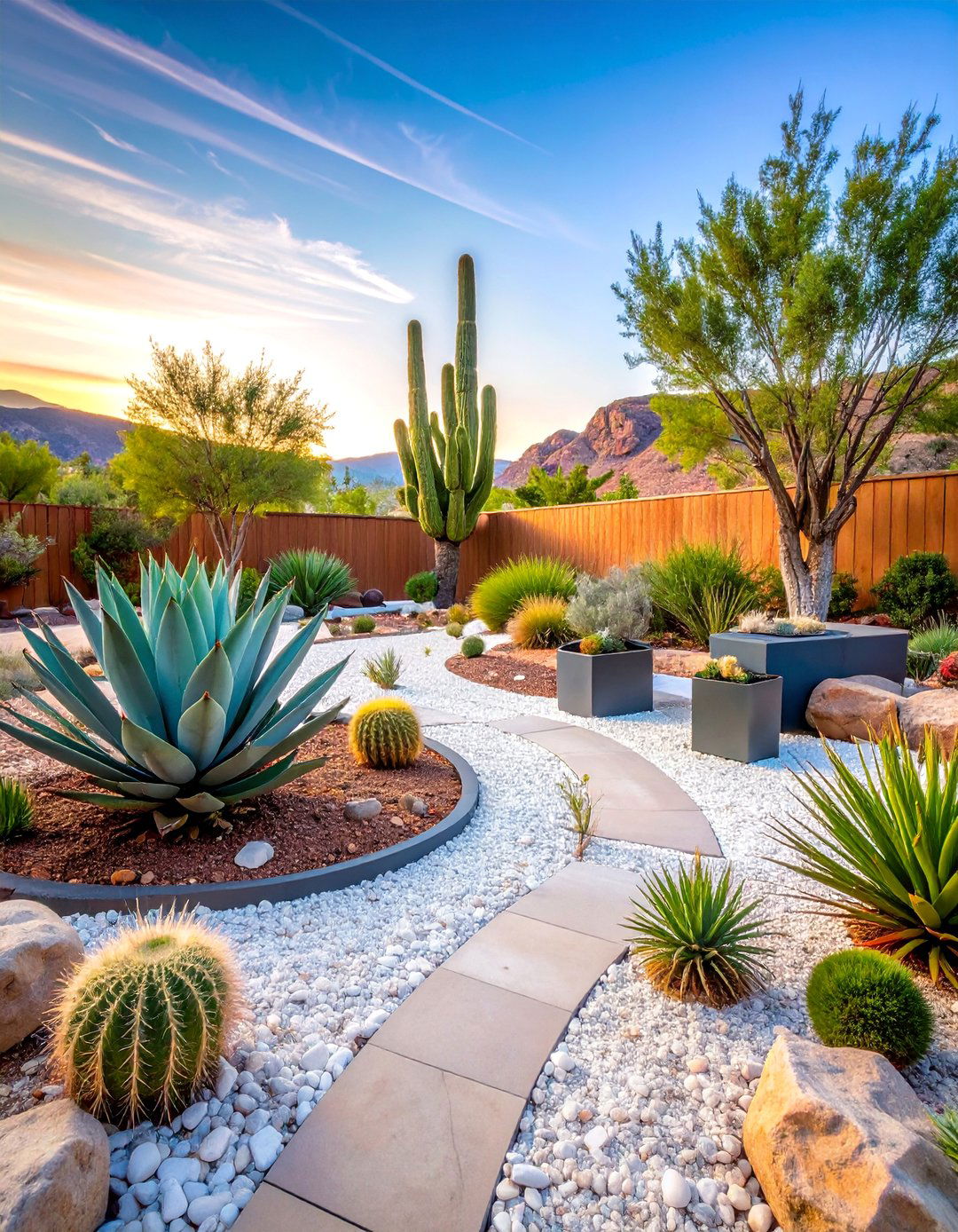 Desert Modern White Aggregate Architectural Garden - 25 White Rock Landscaping Ideas