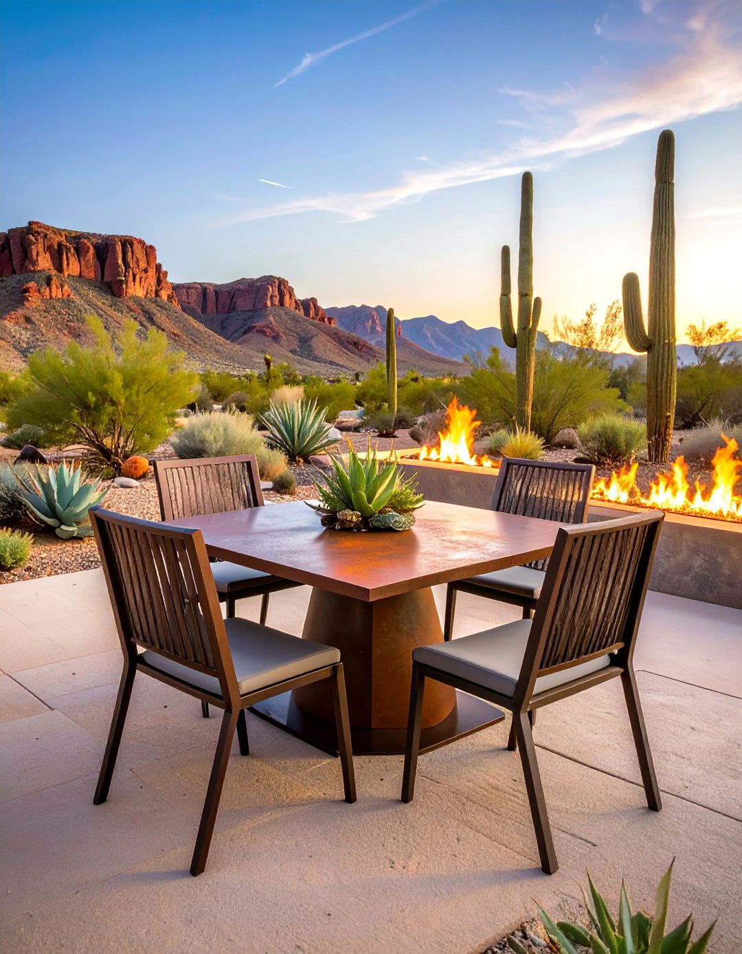 Desert Modern with Corten Steel and Succulents - 25 Outdoor Dining Area Ideas