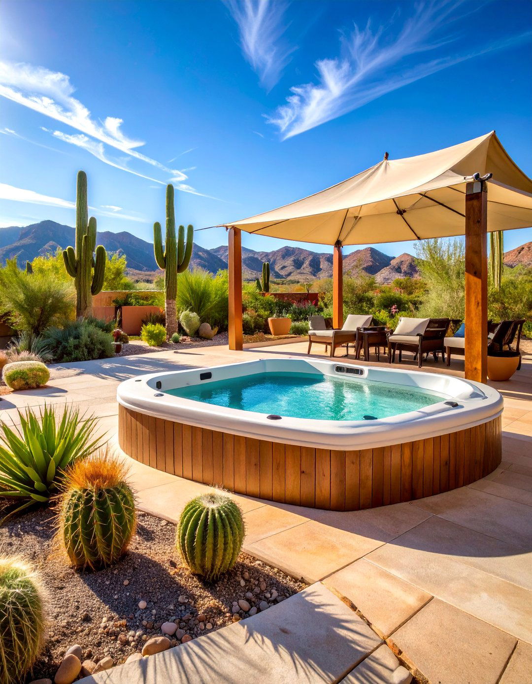 Desert Oasis Hot Tub Landscape - 25 Hot Tub Landscaping Ideas
