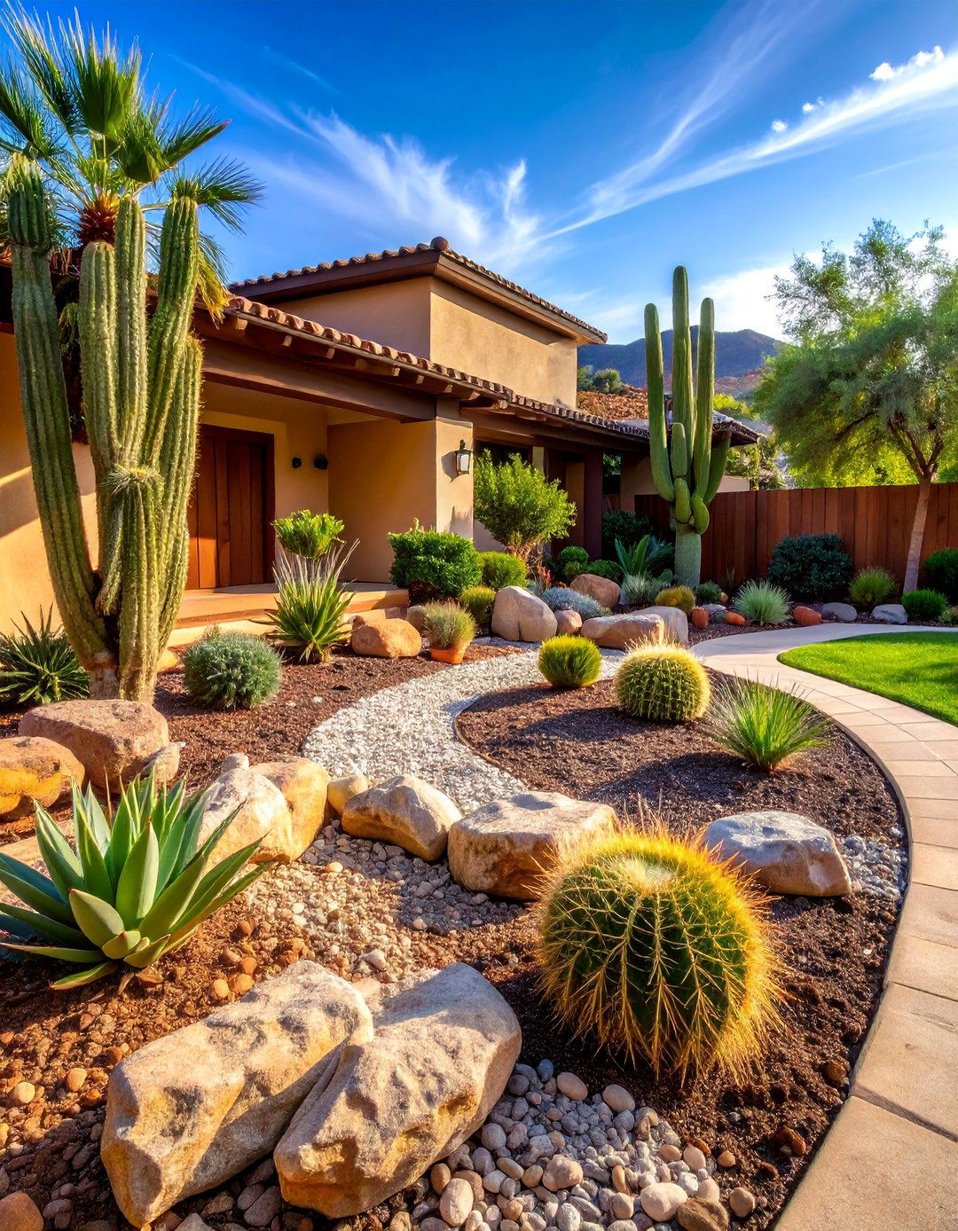 Desert Oasis Xeriscaping with Decomposed Granite - 25 Front Yard Landscaping Ideas With Rocks and Mulch