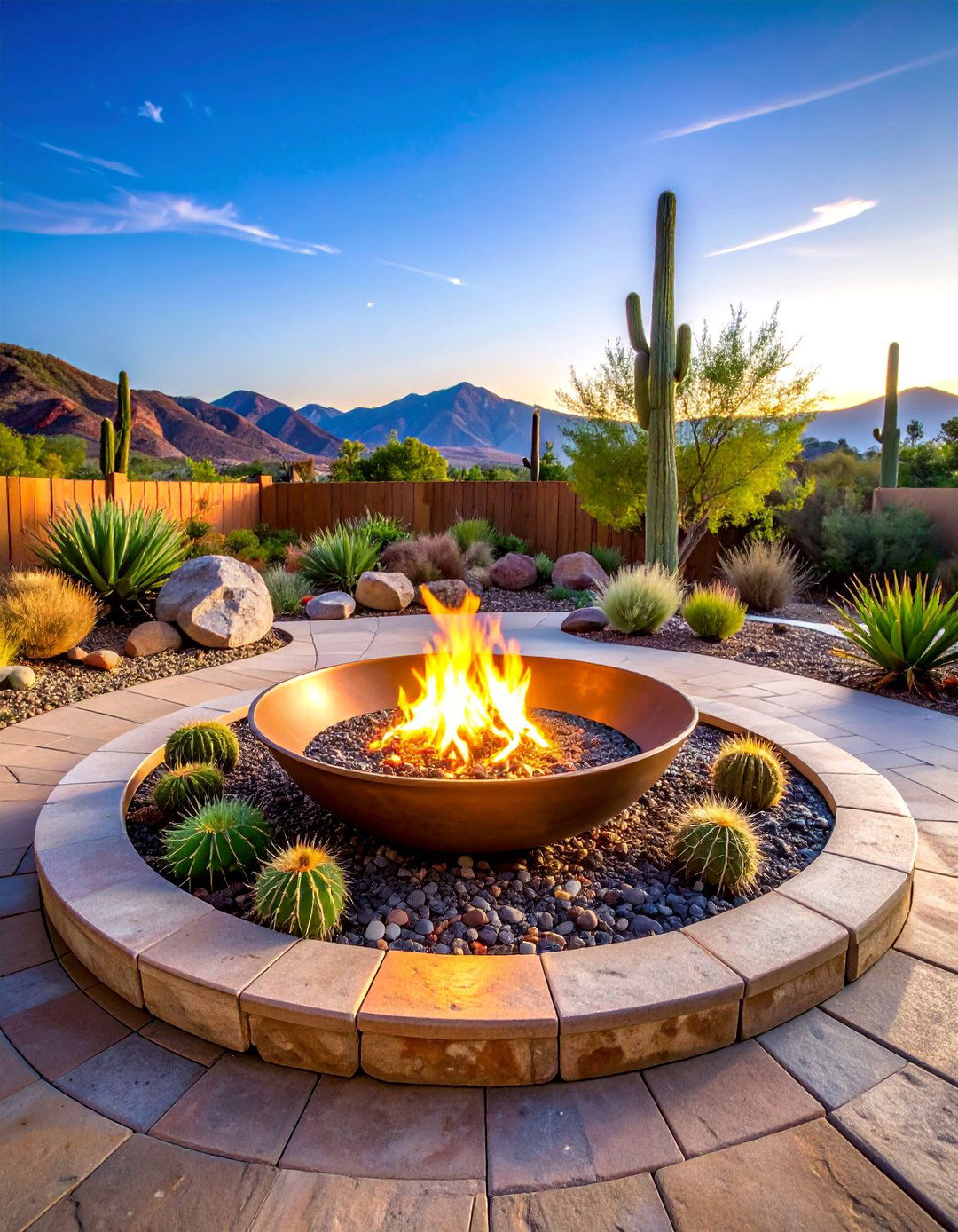 Desert Style Fire Pit with Succulent Garden - 25 Backyard Fire Pit Ideas Landscaping