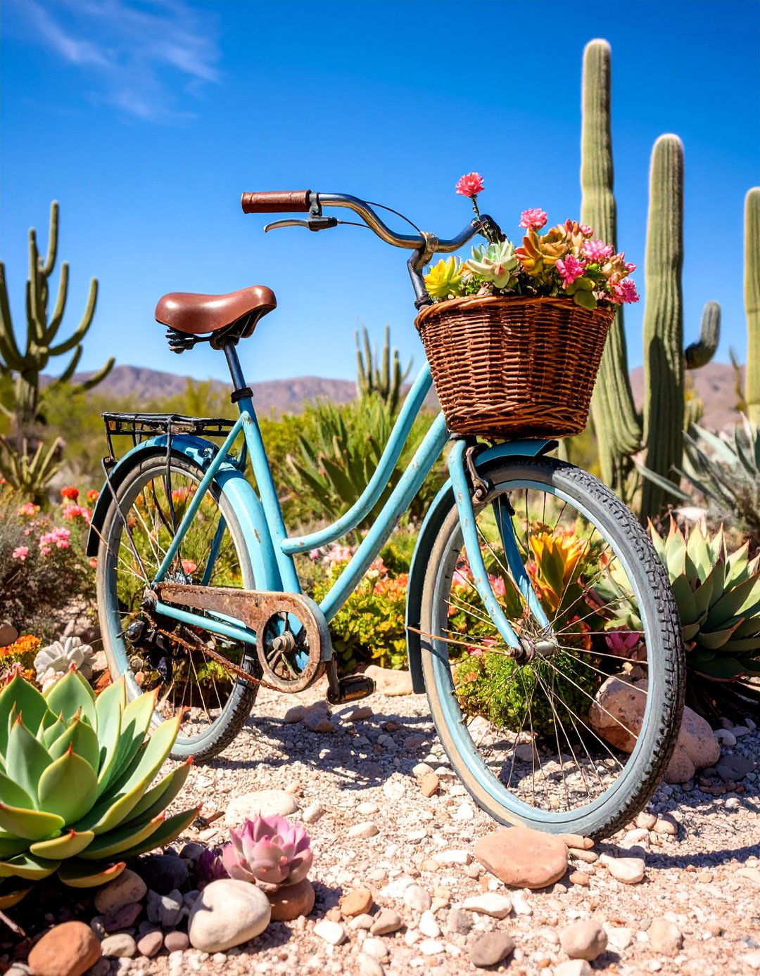 Desert Succulent Bicycle Garden - 25 Old Bicycle Garden Ideas