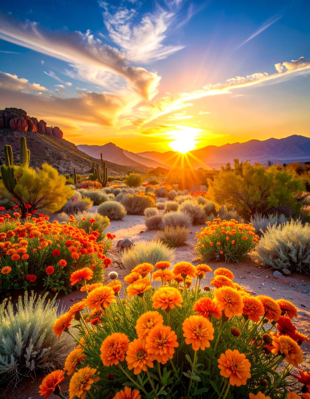 Desert Sunset Color Theme Arrangement - 25 Potted Plant Arrangement Ideas