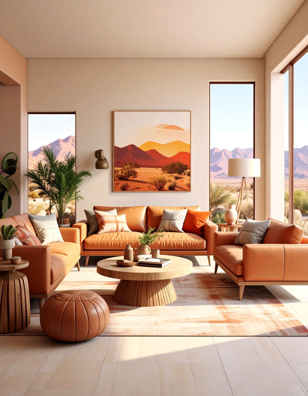 Desert Sunset Inspired Living Room with Warm Hues - 25 Desert Themed Room Ideas