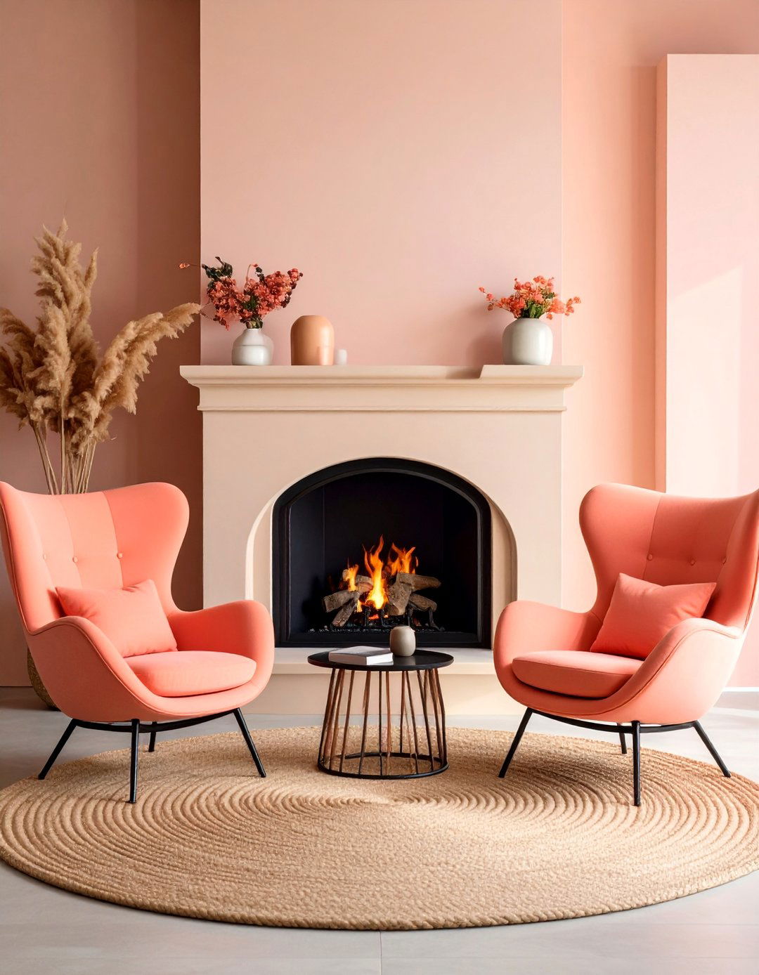 Desert Sunset Plaster Fireplace with Ombre Effect - 25 Spanish Style Fireplace Ideas