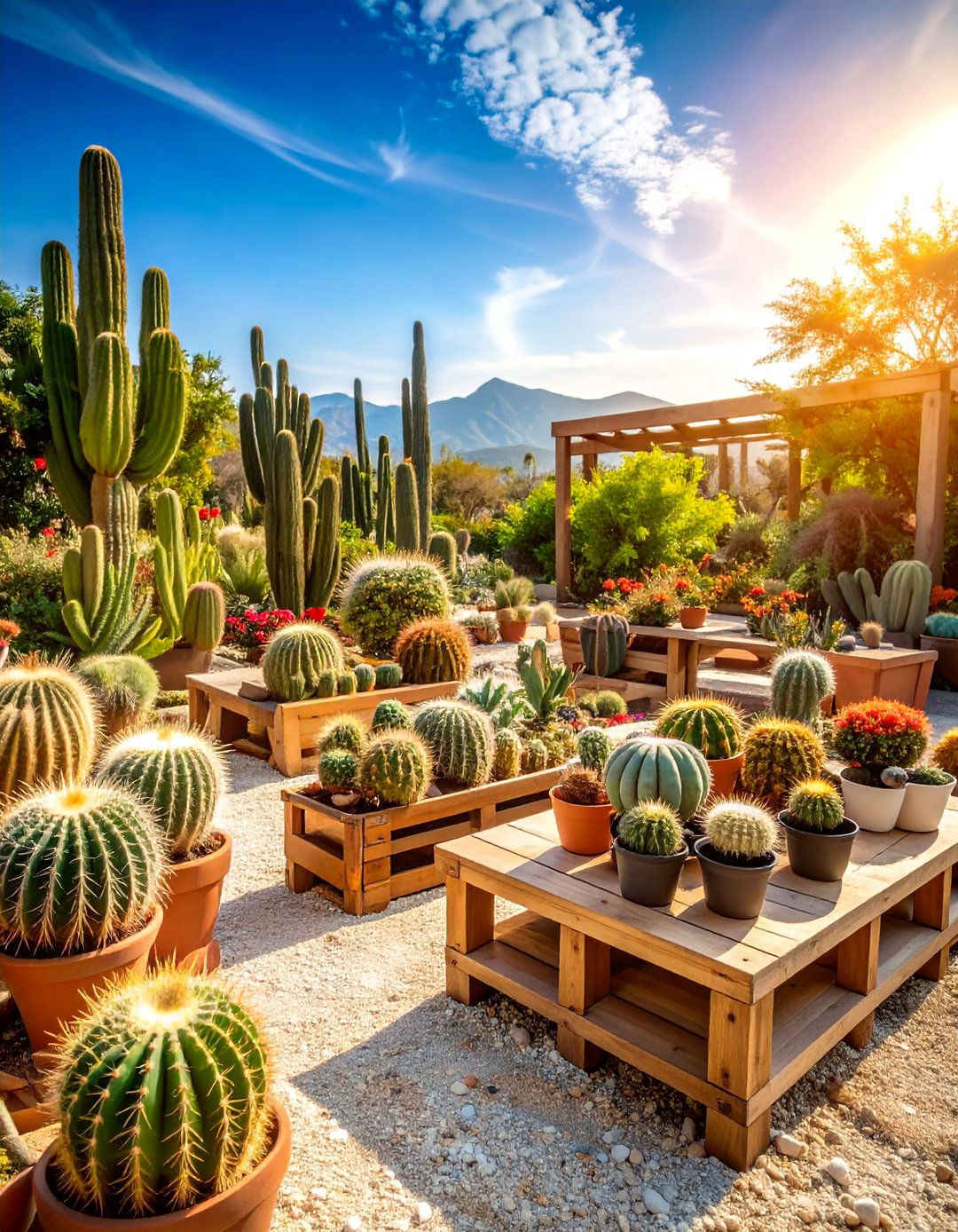 Desert Themed Cactus Garden - 25 Vertical Pallet Garden Ideas