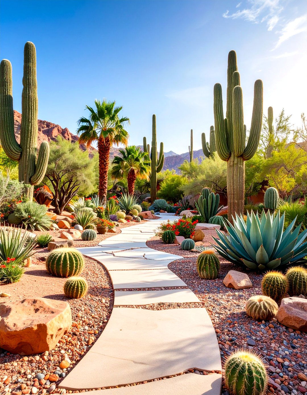 Desert Tropical Fusion with Architectural Plants - 25 Tropical Garden Ideas