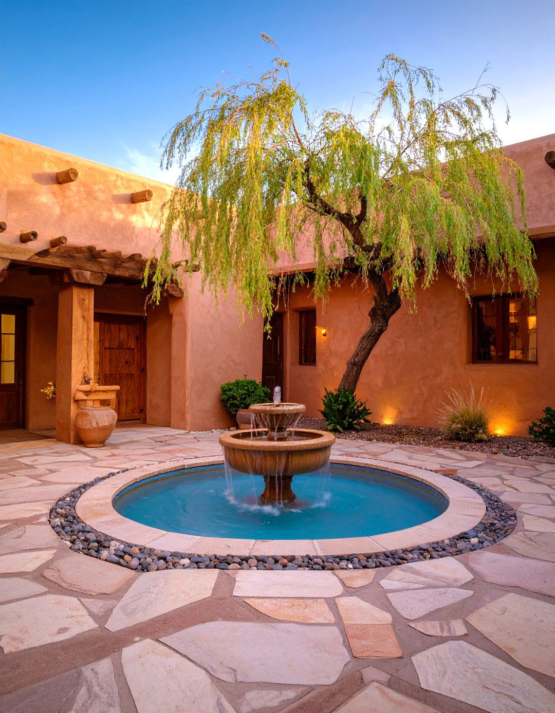 Desert Water Feature Courtyard - 25 Desert Landscape Ideas