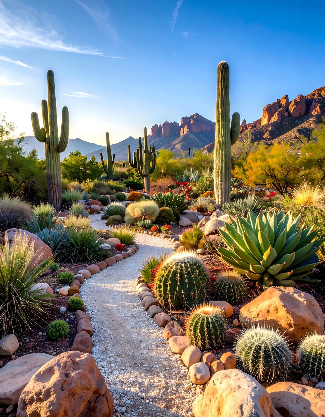 Desert Xeriscape River Rock Water Wise Borders - 25 River Rock Edging Ideas
