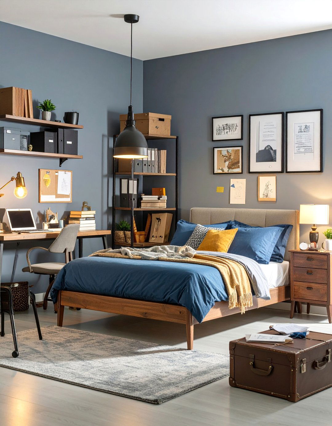 Detective Office Theme with Hidden Storage - 25 Boy and Girl Shared Small Room Ideas