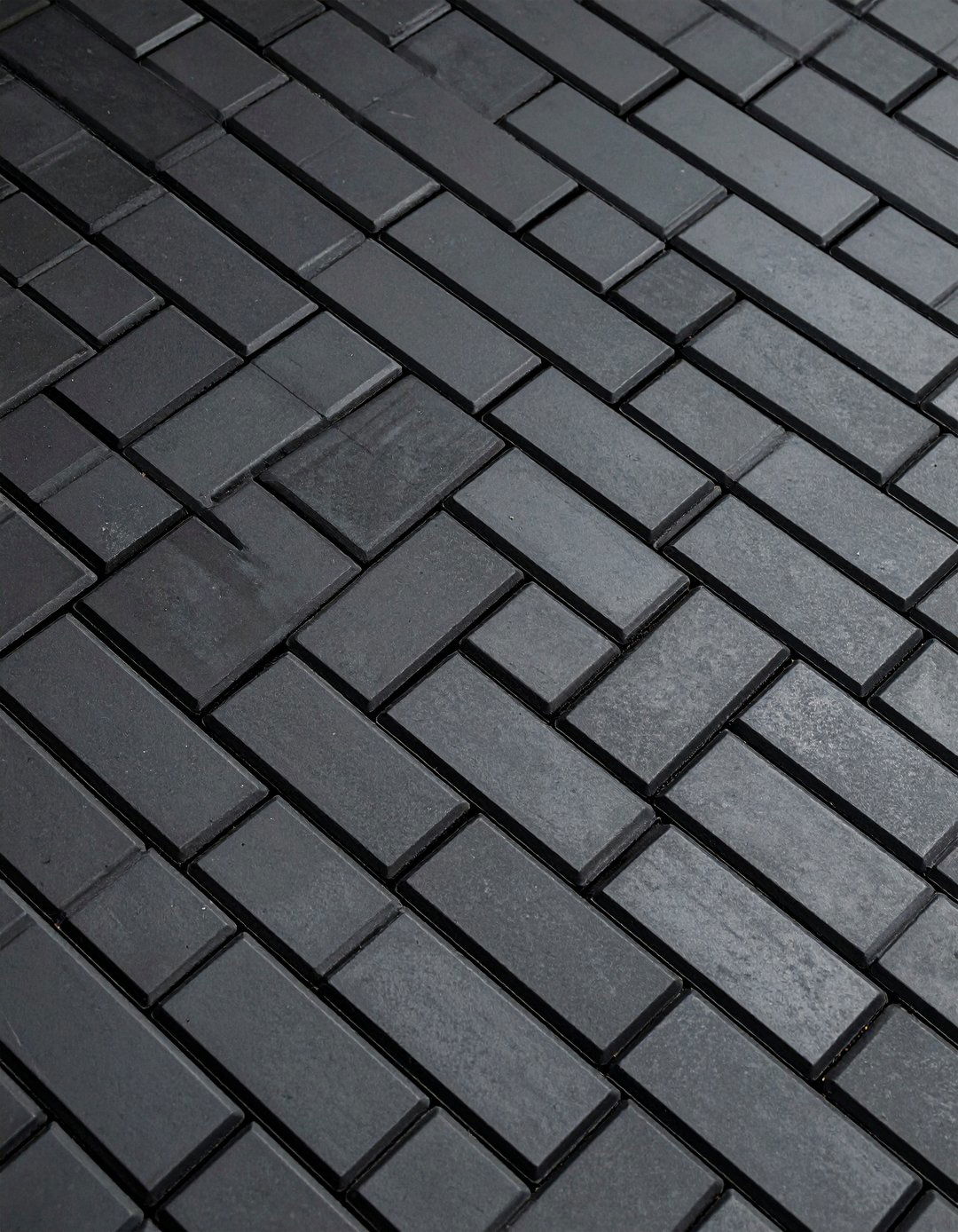 Diagonal Black Brick Layout Pattern - 25 Black Brick Walkway Ideas