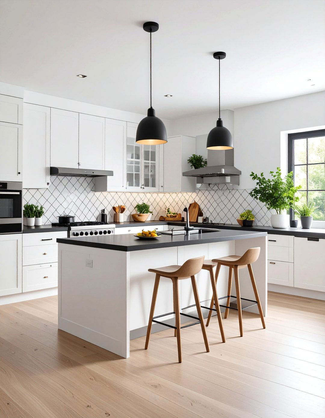Diagonal Grid Kitchen Backsplash with Diamond Orientation - 25 Black and White Kitchen Backsplash Ideas
