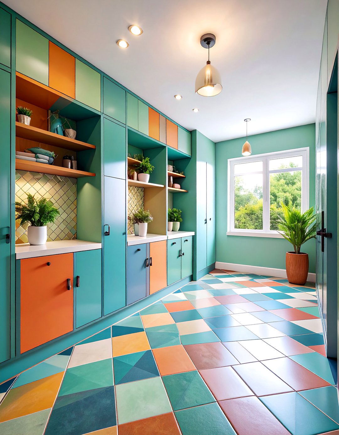 Diagonal Pattern Ceramic Tile Mudroom Floor - 25 Mudroom Floor Ideas