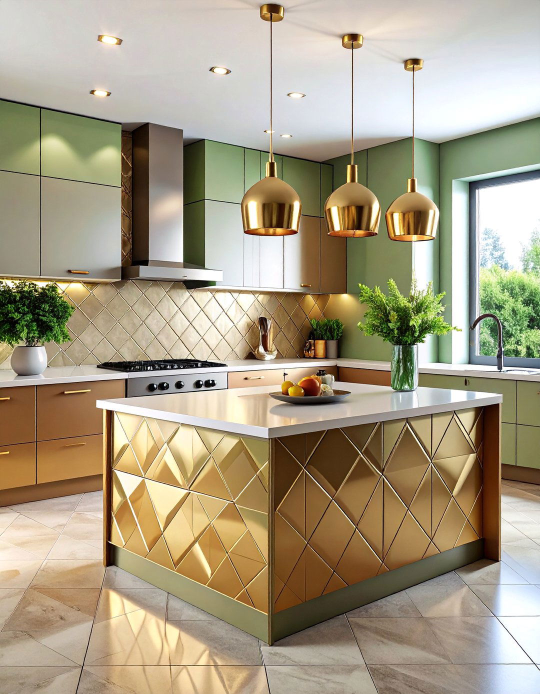 Diamond Pattern Ceramic with Metallic Glazing - 25 Modern Kitchen Backsplash Ideas
