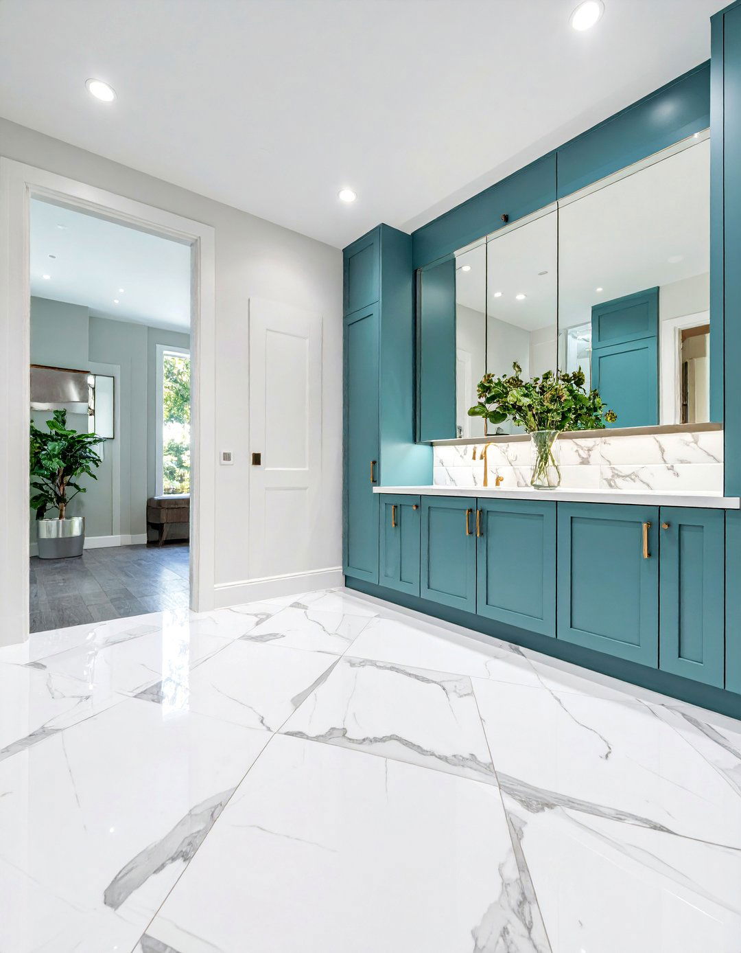 Diamond Pattern Marble Mudroom Tiles - 25 Mudroom Tile Floor Ideas