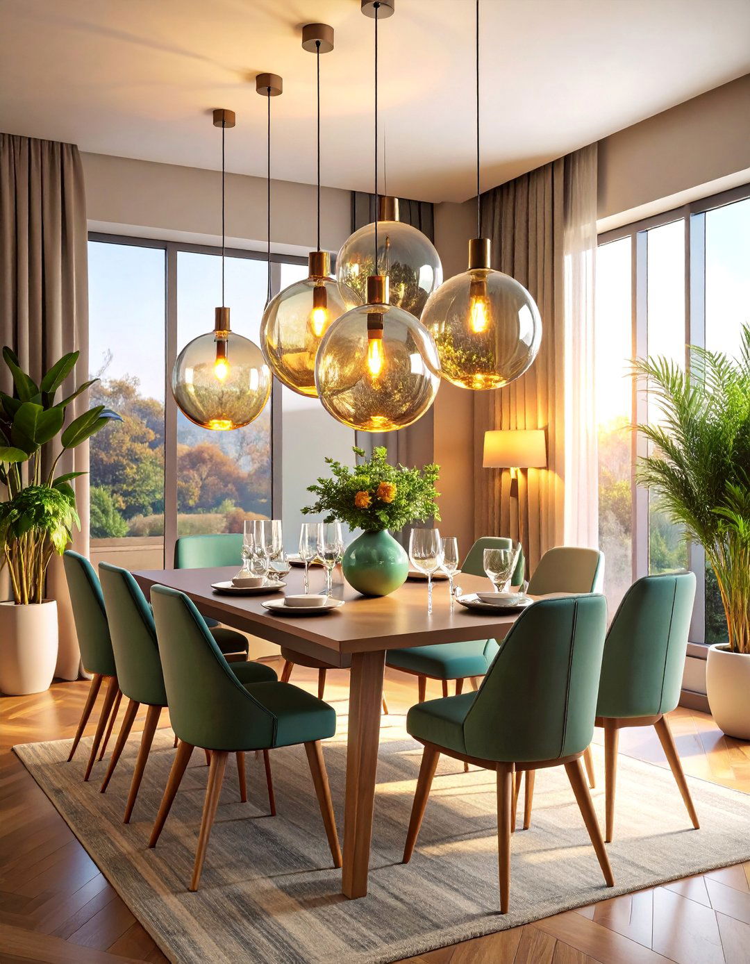 Dimmable Glass Globe Dining Room Pendant Clusters - 25 Dining Room Lighting Ideas