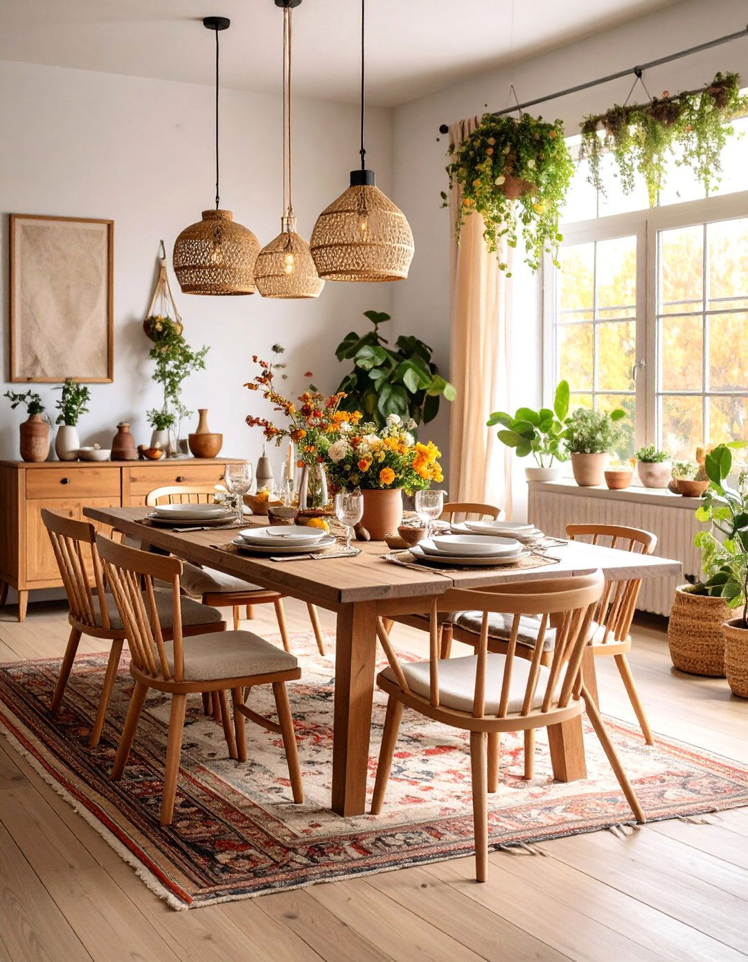 Dining Area with Vintage and Modern Mix - 25 Boho-scandinavian Design and Decor Ideas