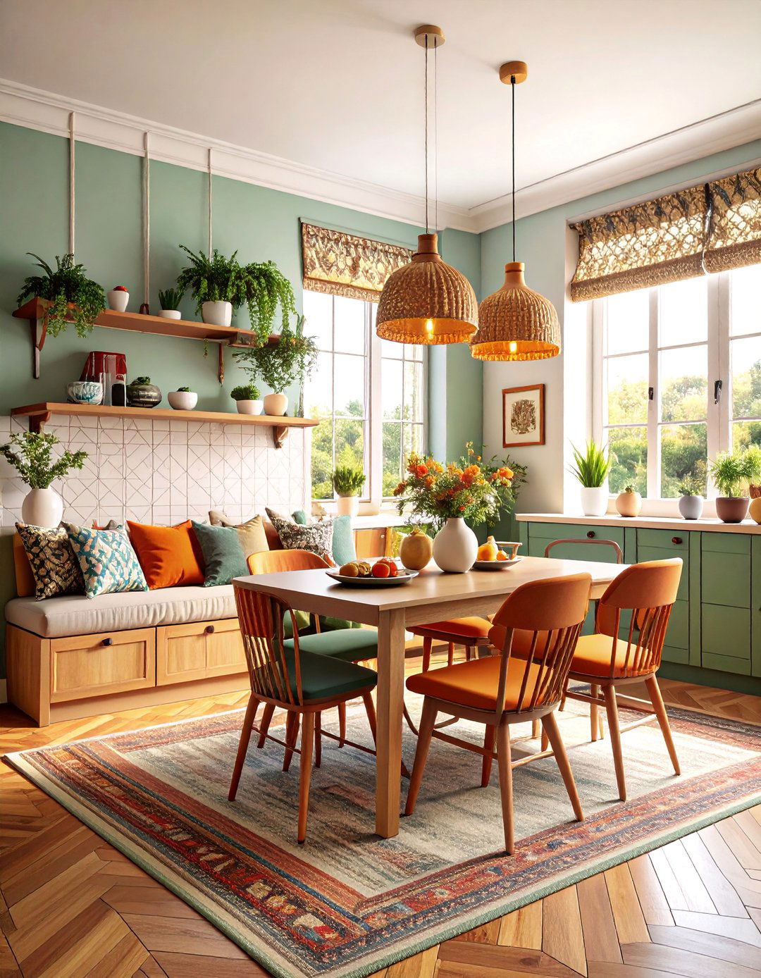 Dining Nook Eclectic Kitchen with Cozy Seating - 25 Eclectic Kitchen Ideas