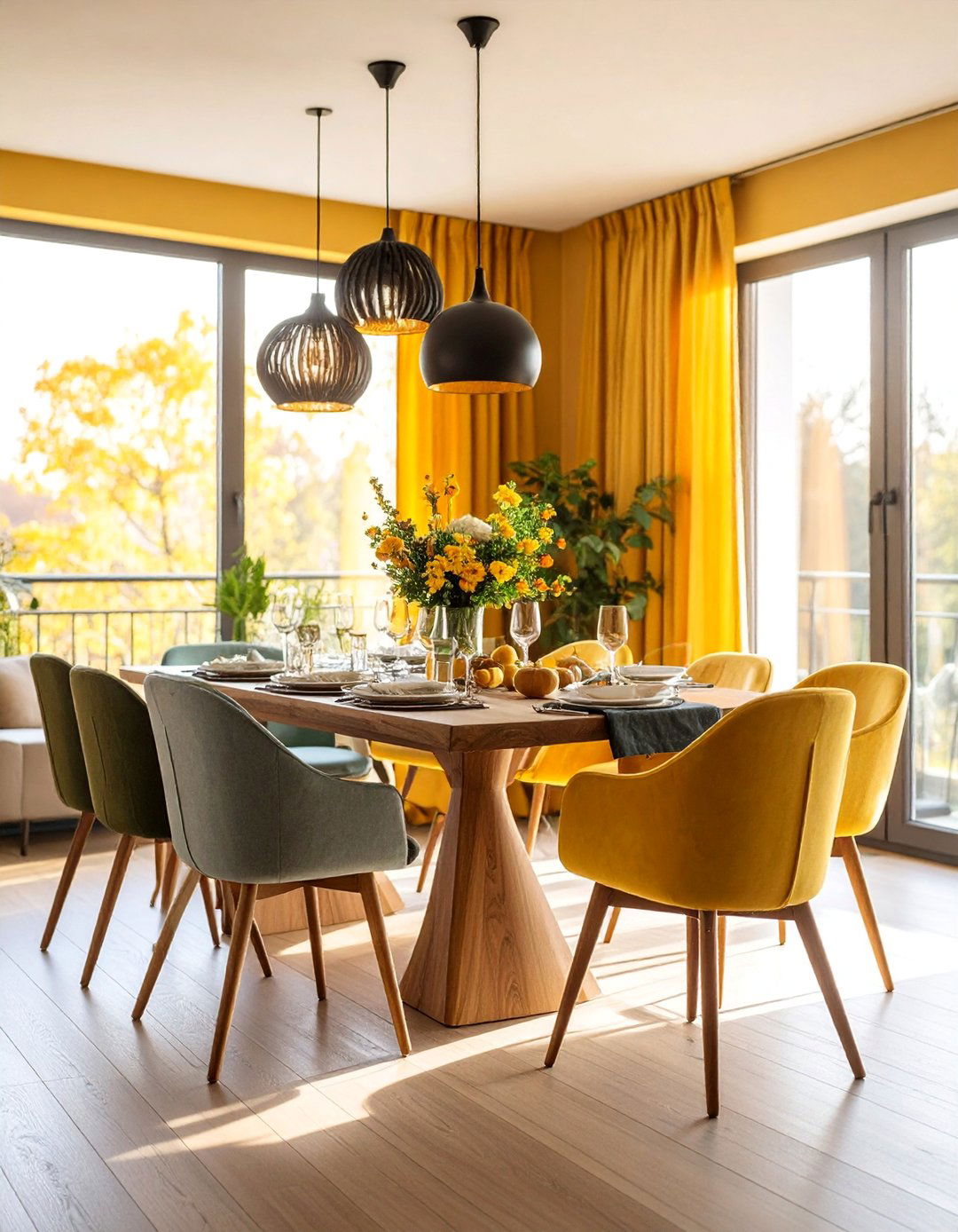 Dining Room with Asymmetrical Table Base - 25 Asymmetrical Balance Interior Design Ideas