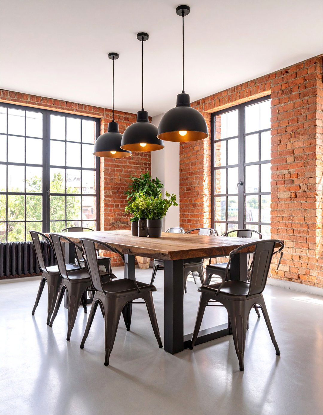 Dining Room with Reclaimed Wood Table and Metal Chairs - 25 Industrial Interior Design Style Ideas