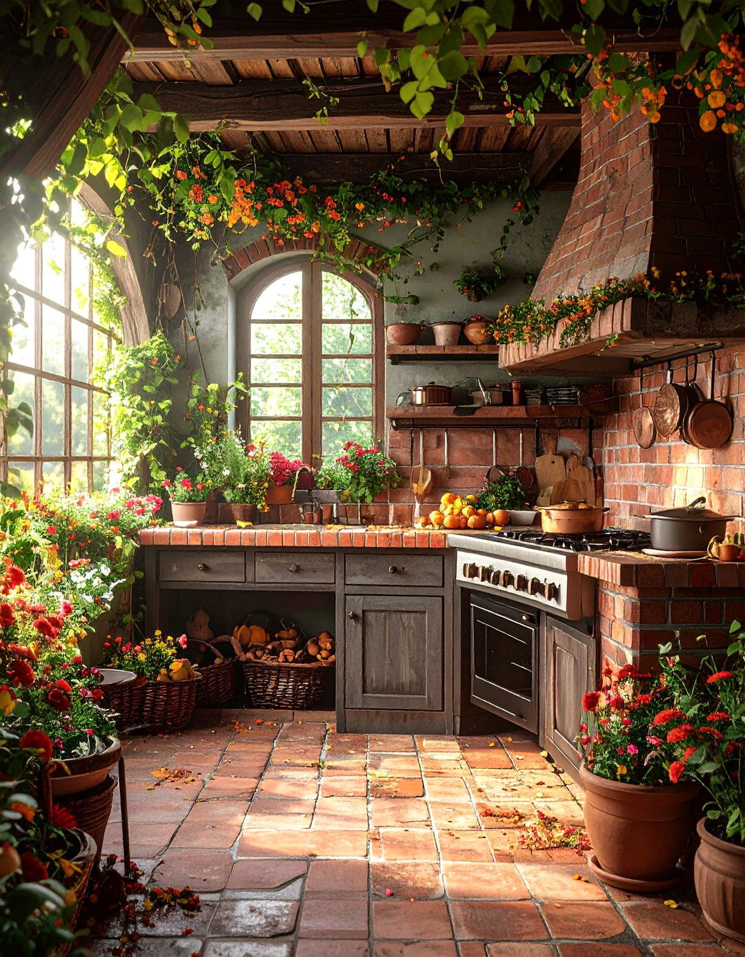 Dirty Kitchen with Built In Brick Grill and Sink - 25 Dirty Kitchen Ideas