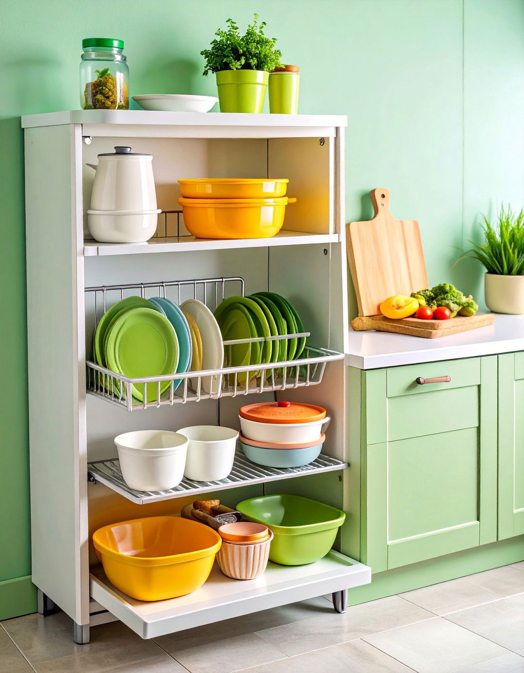 Dish Rack Conversion for Lid Organization - 25 Tupperware Organization Ideas