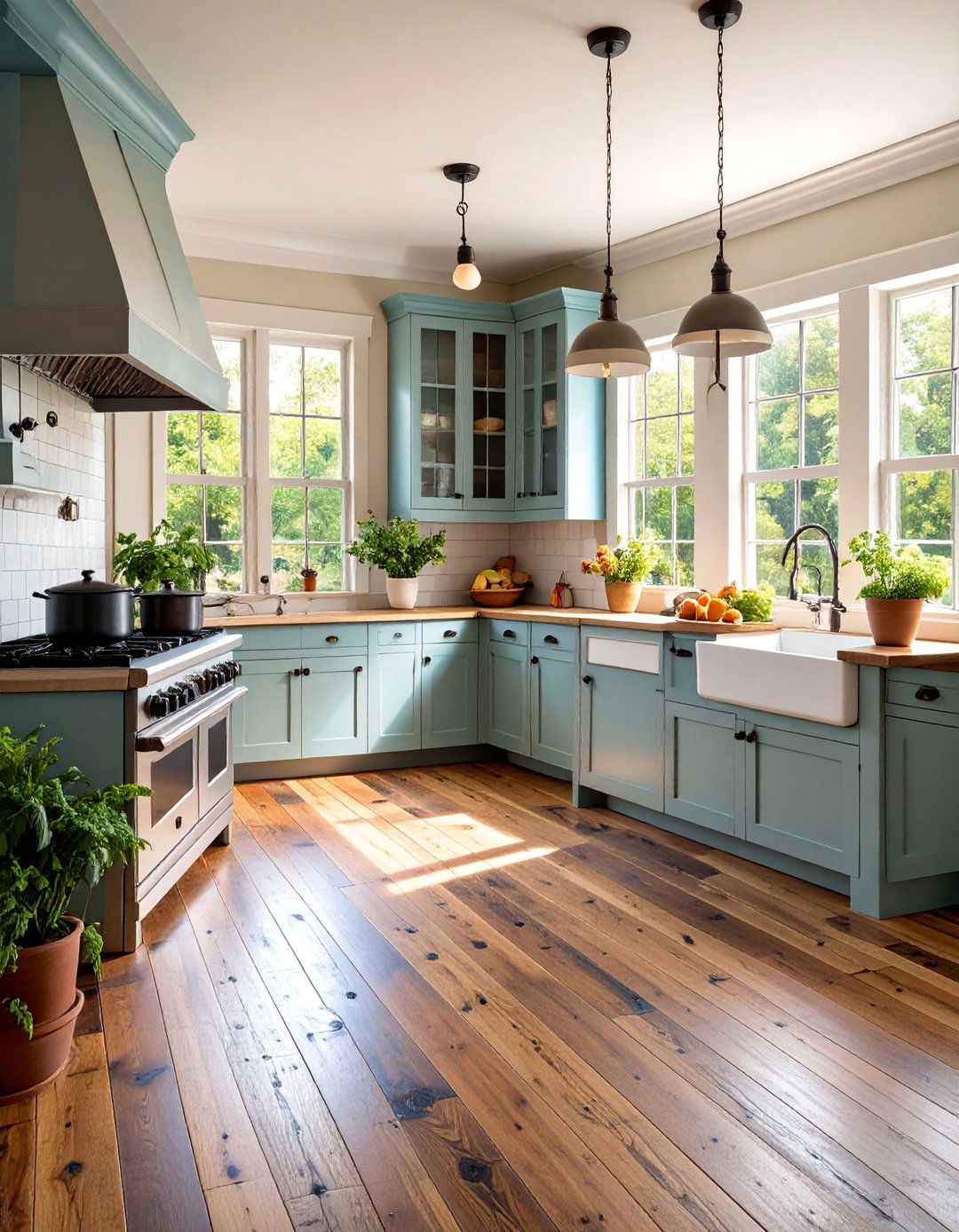 Distressed Ash Wood Floor for Farmhouse Kitchens - 25 Wood Floor Design Ideas
