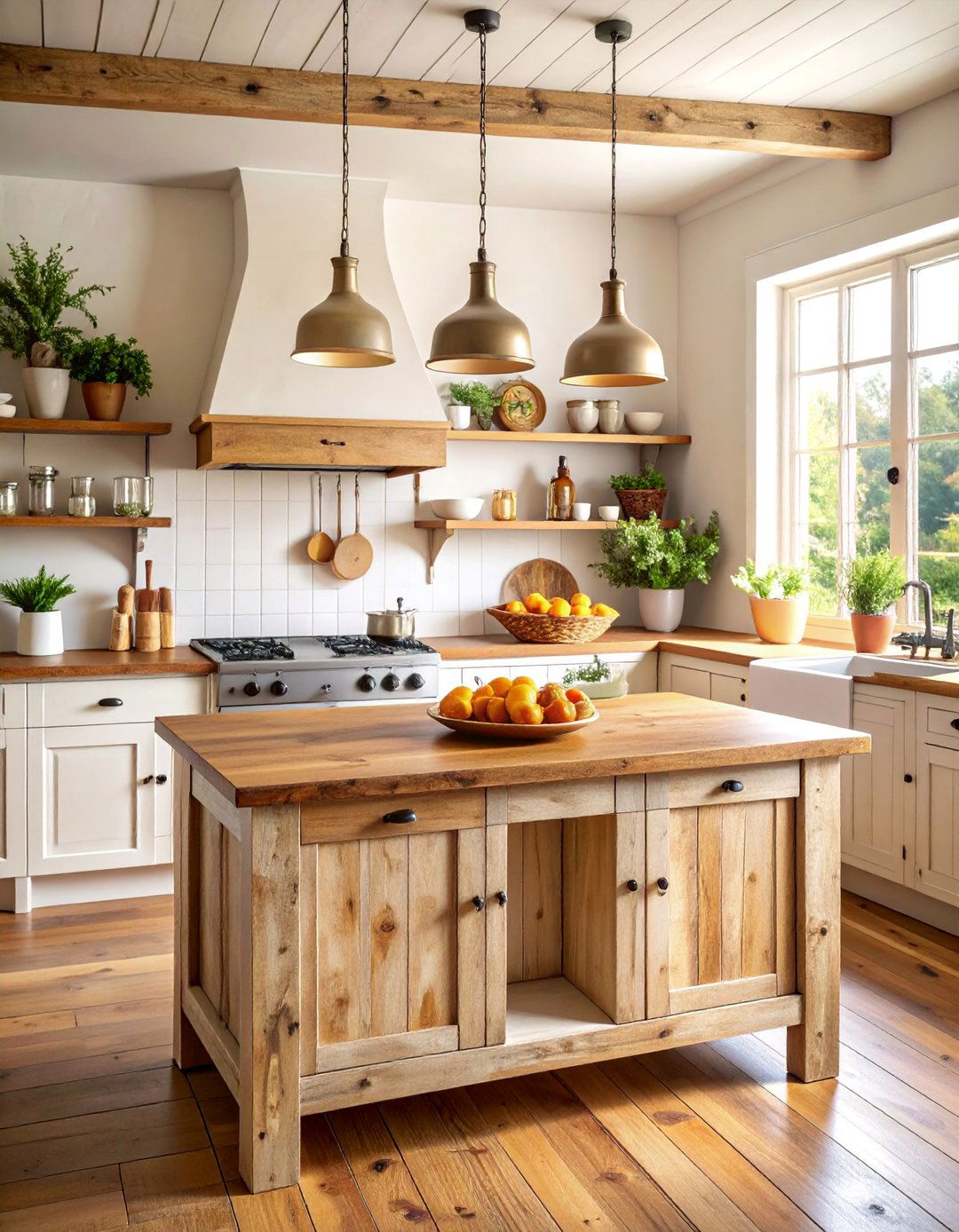 Distressed Oak Vintage Farmhouse Counter - 25 Wood Countertop Ideas