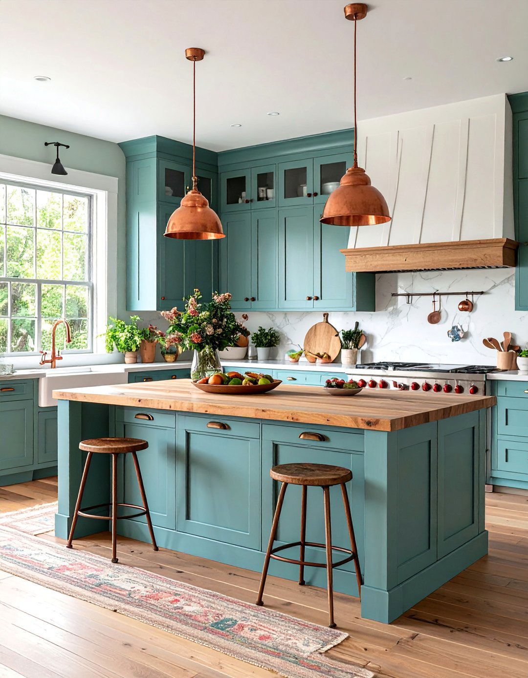 Distressed Paint Finish Farmhouse Kitchen Island - 25 Farmhouse Kitchen Island Ideas