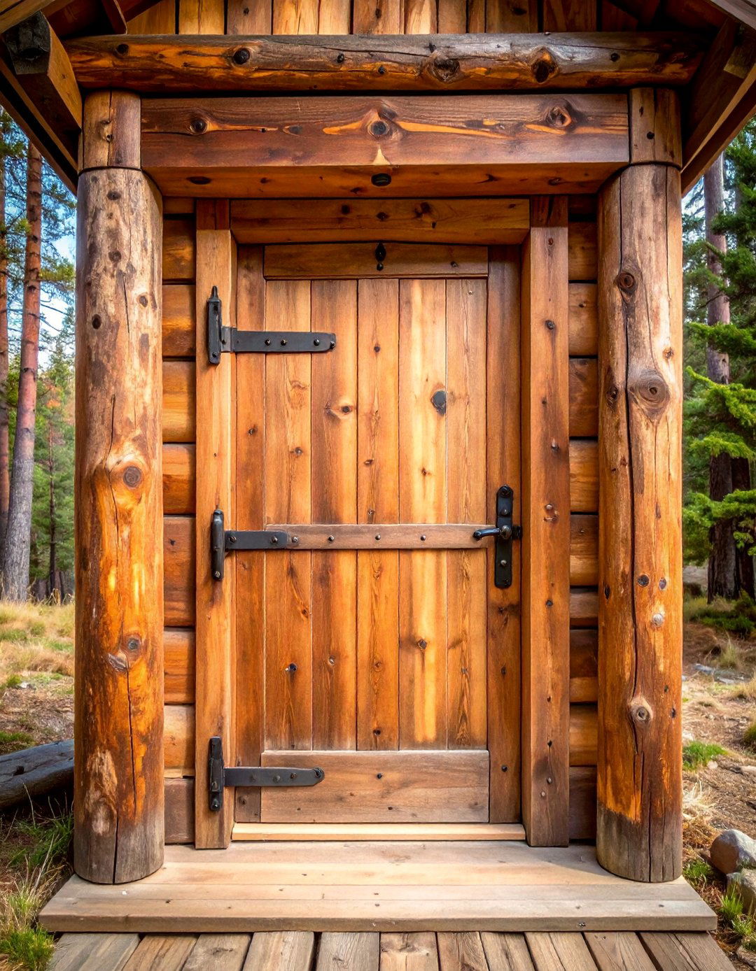 Distressed Pine Plank Door - 25 Rustic Front Door Ideas
