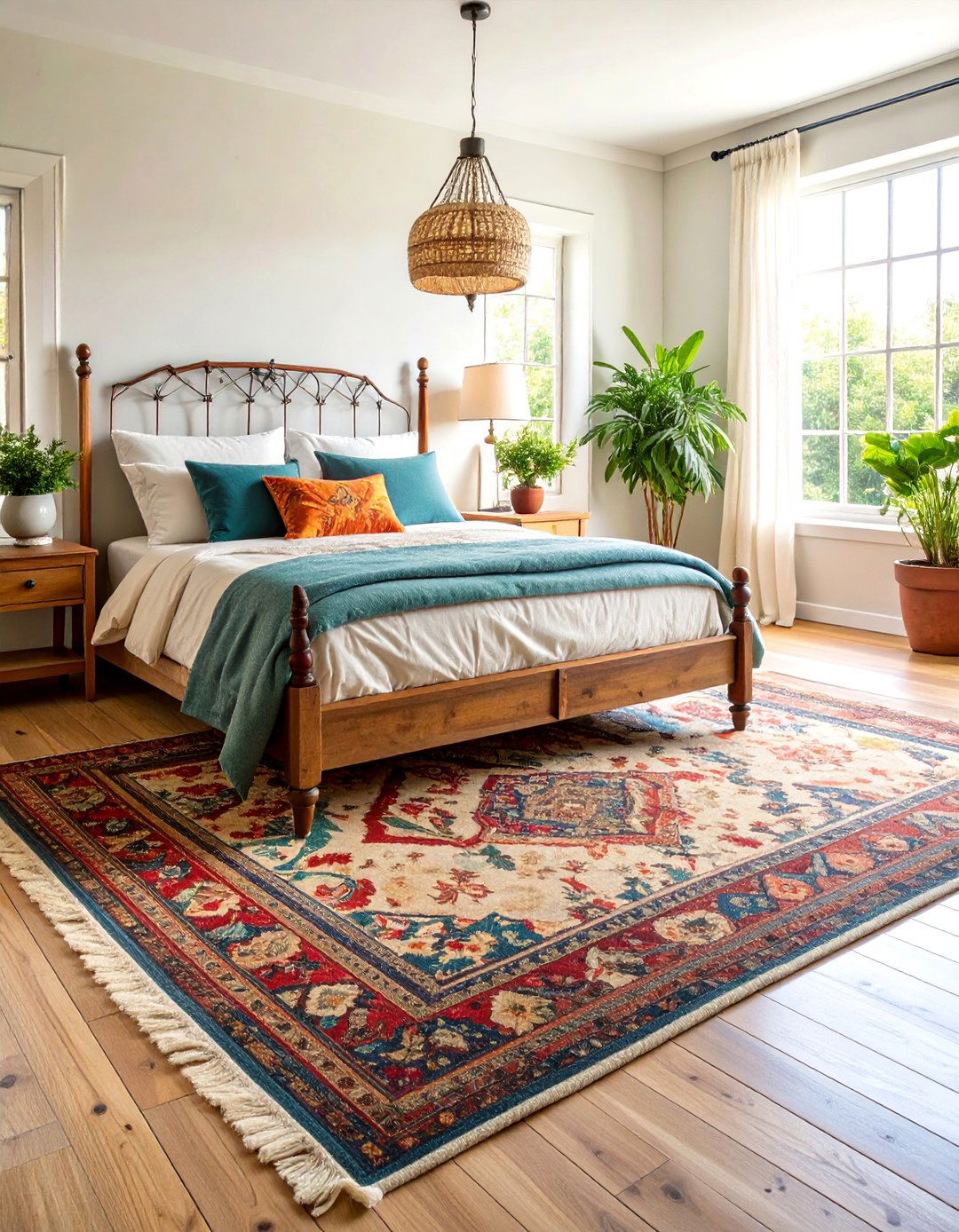 Distressed Vintage Bedroom Rug with Faded Patina - 25 bedroom rug ideas