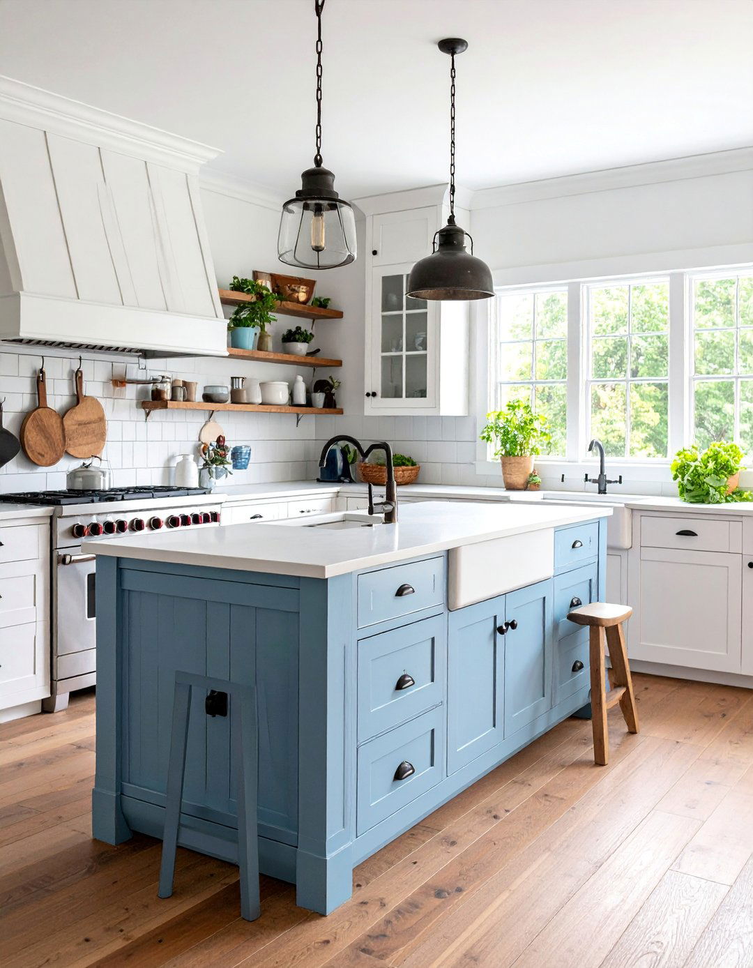 Distressed White Shiplap Kitchen Island with Farmhouse Sink - 25 Shiplap Kitchen Island Ideas