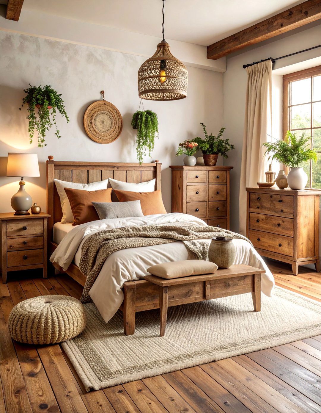 Distressed Wood Farmhouse Bedroom with Weathered Finishes - 25 Farmhouse Bedroom Ideas