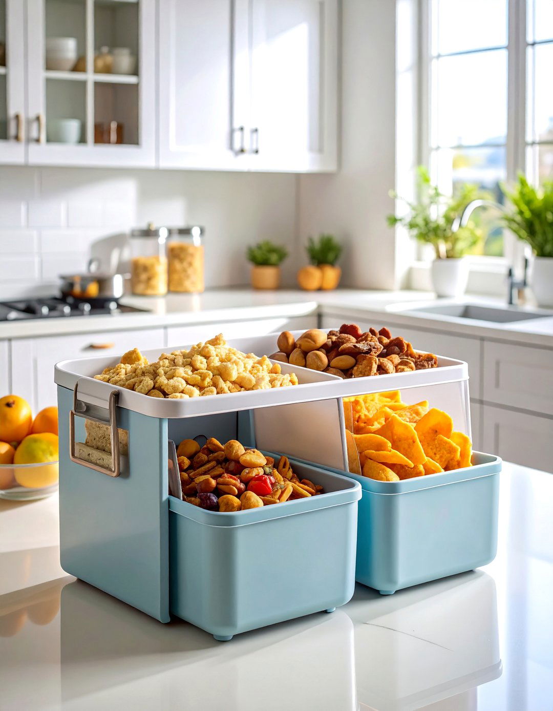 Divided Snack Storage Caddy with Handles - 25 Snack Storage Ideas