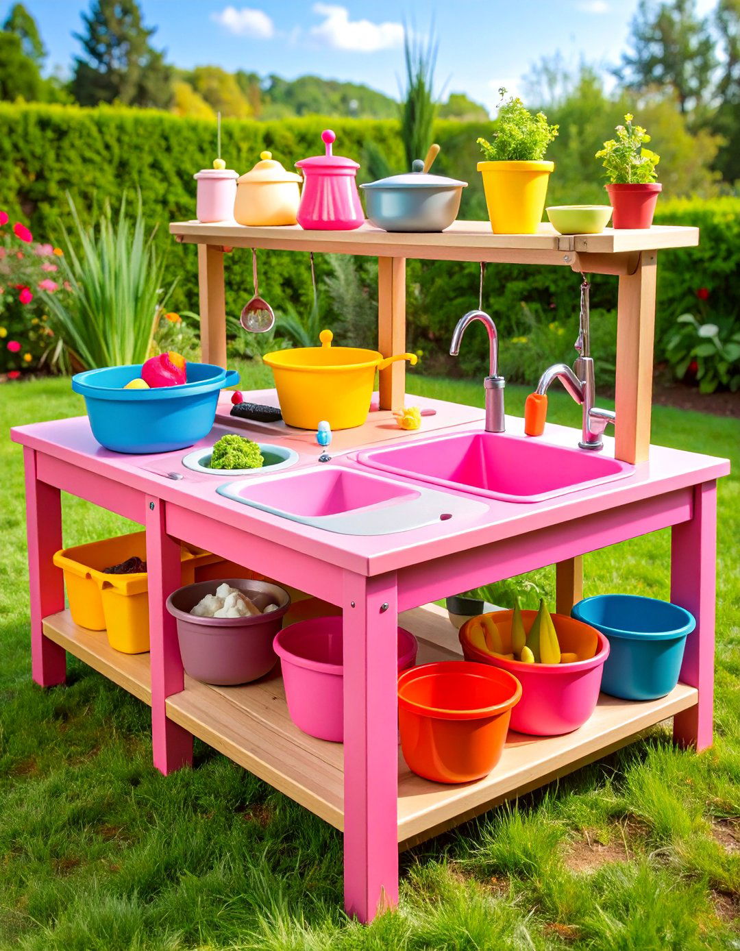 Double Basin Mud Kitchen for Multiple Children - 25 Mud Kitchen Ideas for Kids