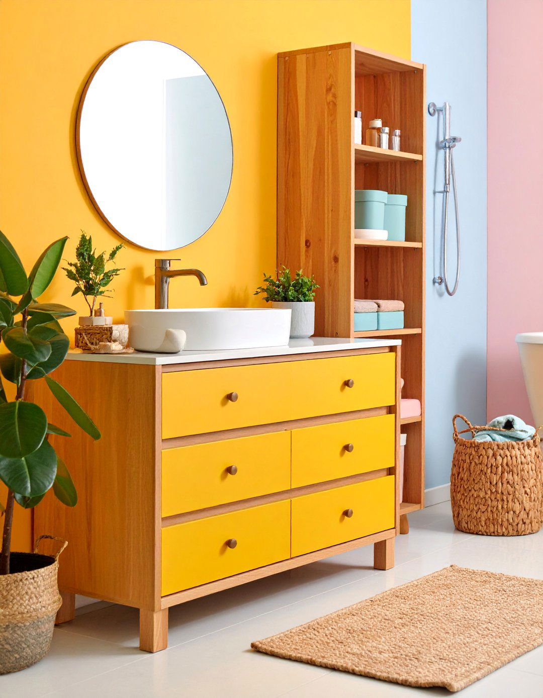 Double Drawer Vanity with Vertical Storage - 25 Small Bathroom Vanity Ideas