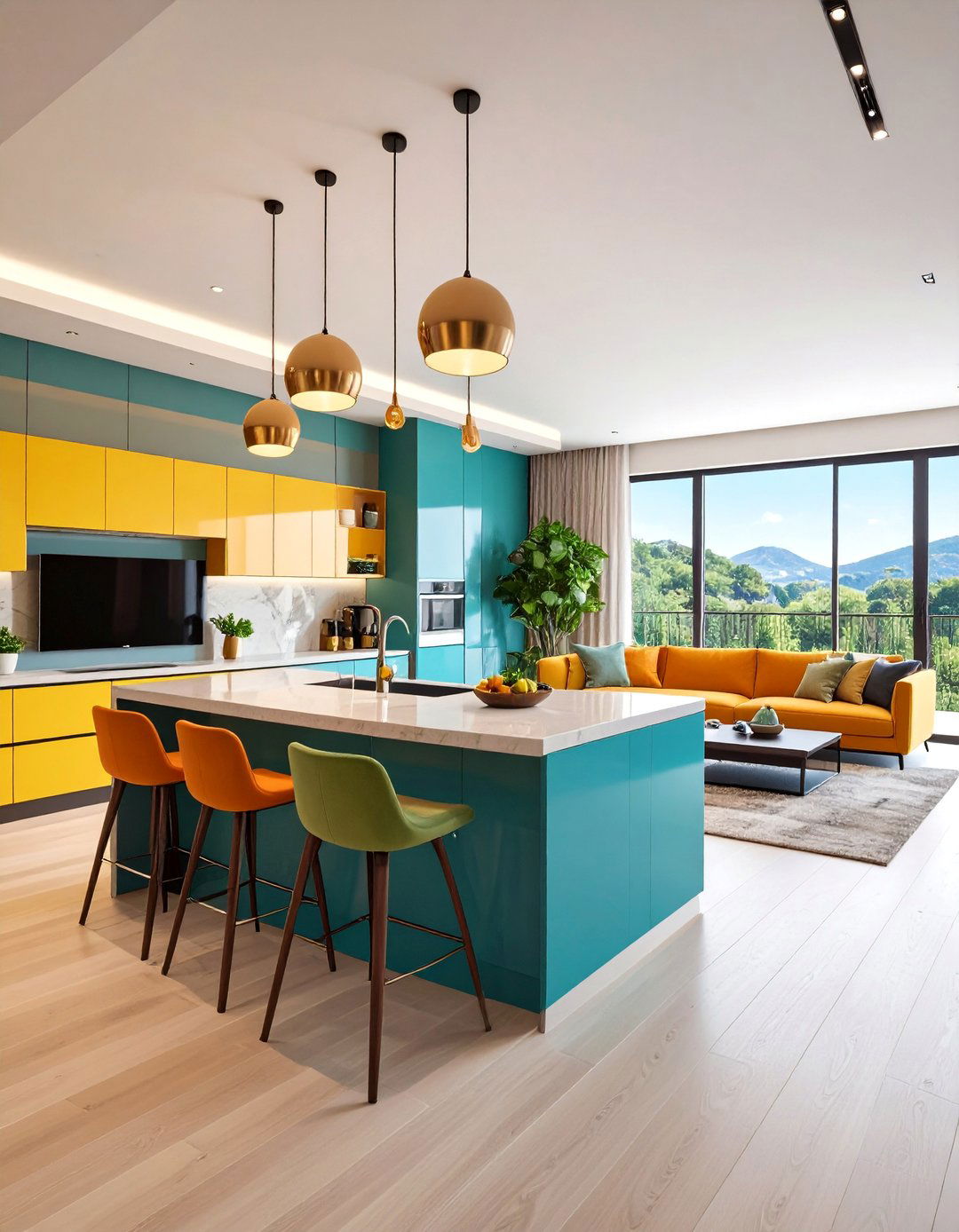 Double Duty Kitchen Island with Living Room TV - 25 Small Living Room Ideas With Tv and Dining Table