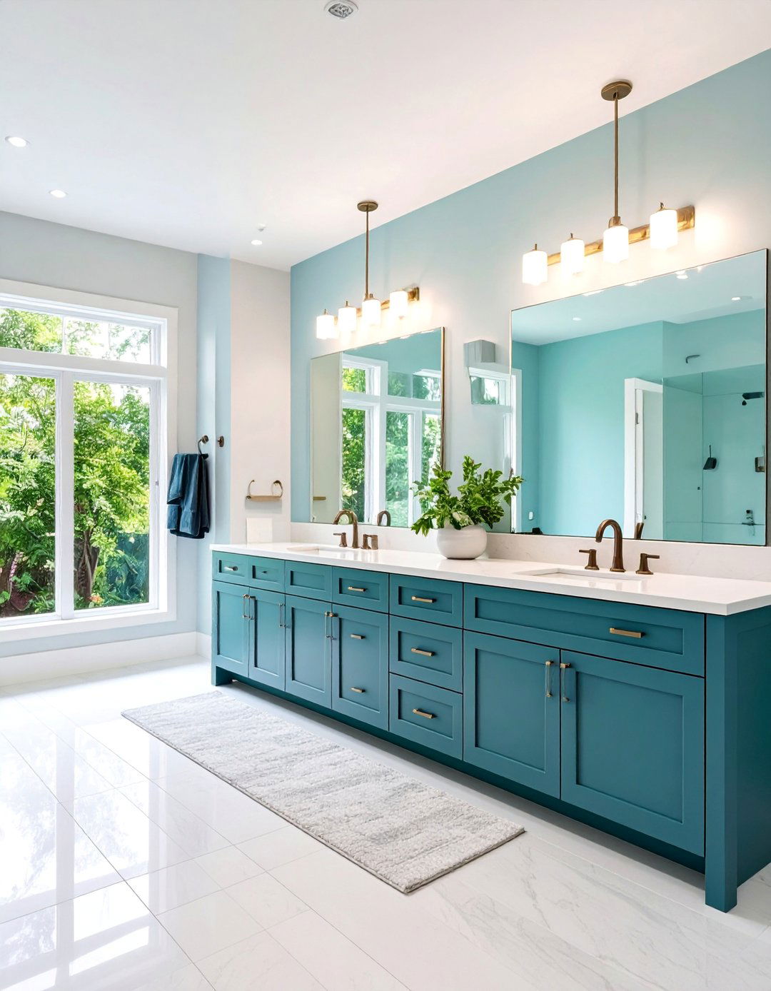 Double Island Layout with Central Storage Tower - 25 Large Bathroom Ideas