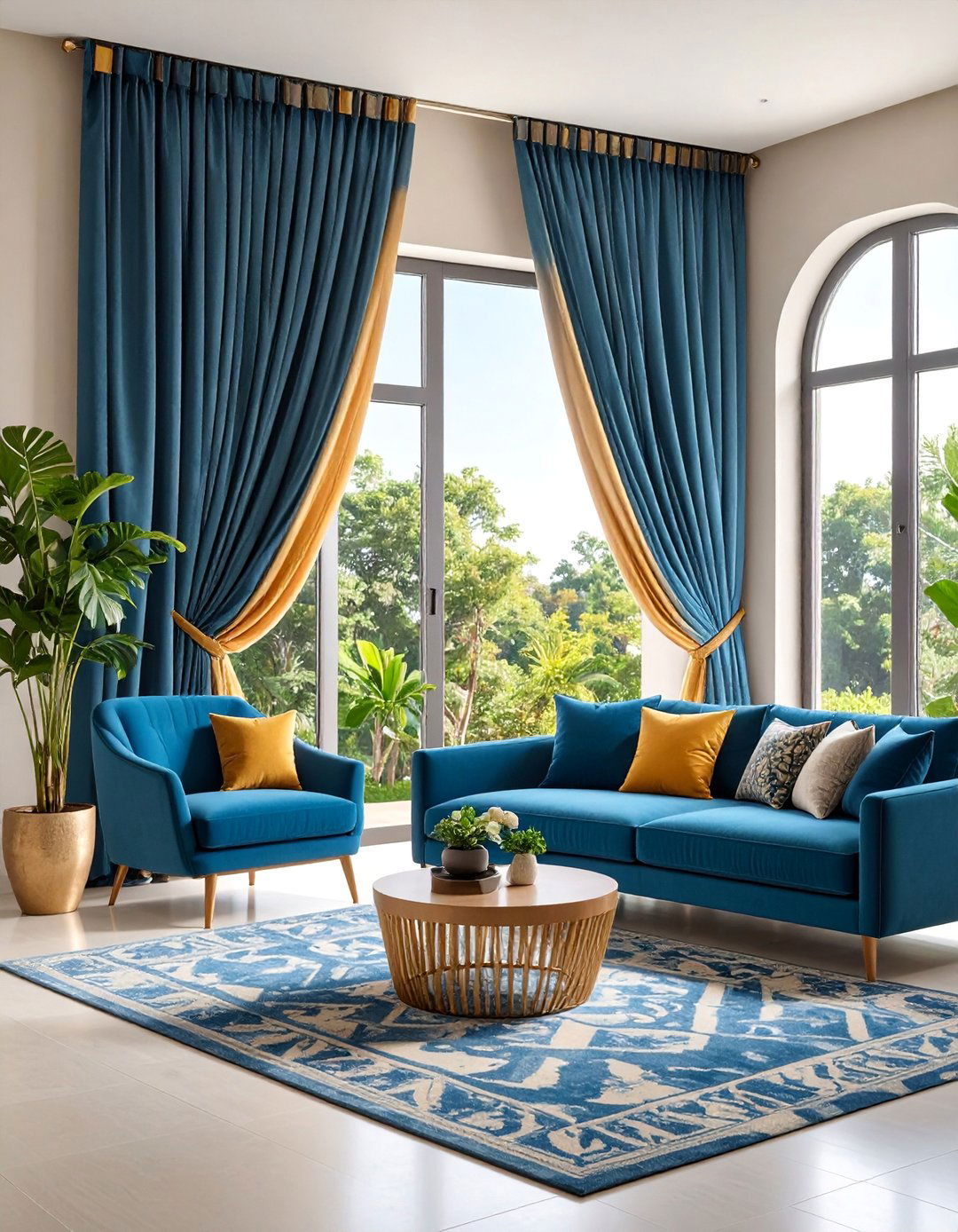 Double Panel Living Room Curtains with Architectural Symmetry - 25 Living Room Curtain Ideas