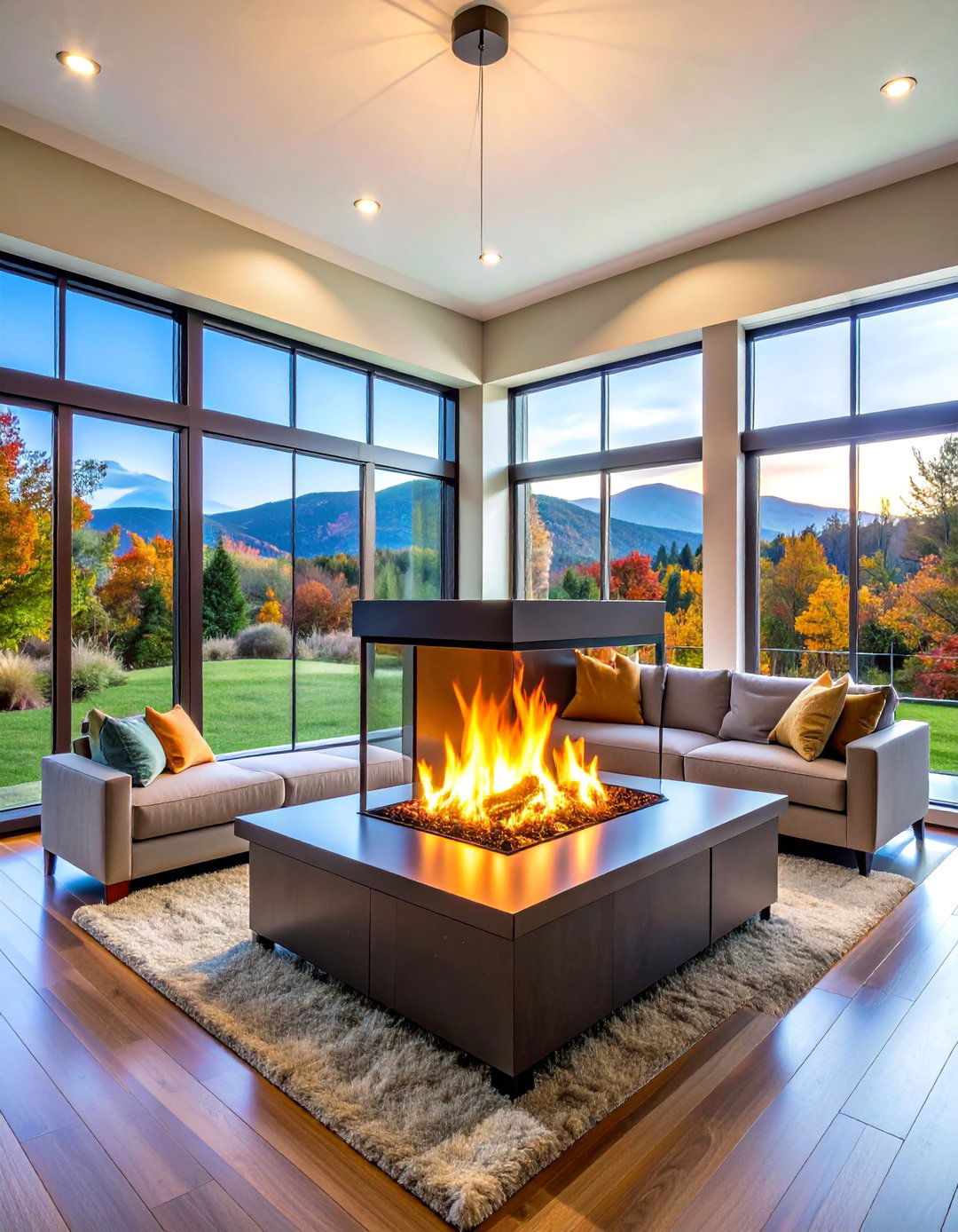 Double Sided Corner Gas Fireplace for Open Floor Plans - 25 Corner Gas Fireplace Ideas