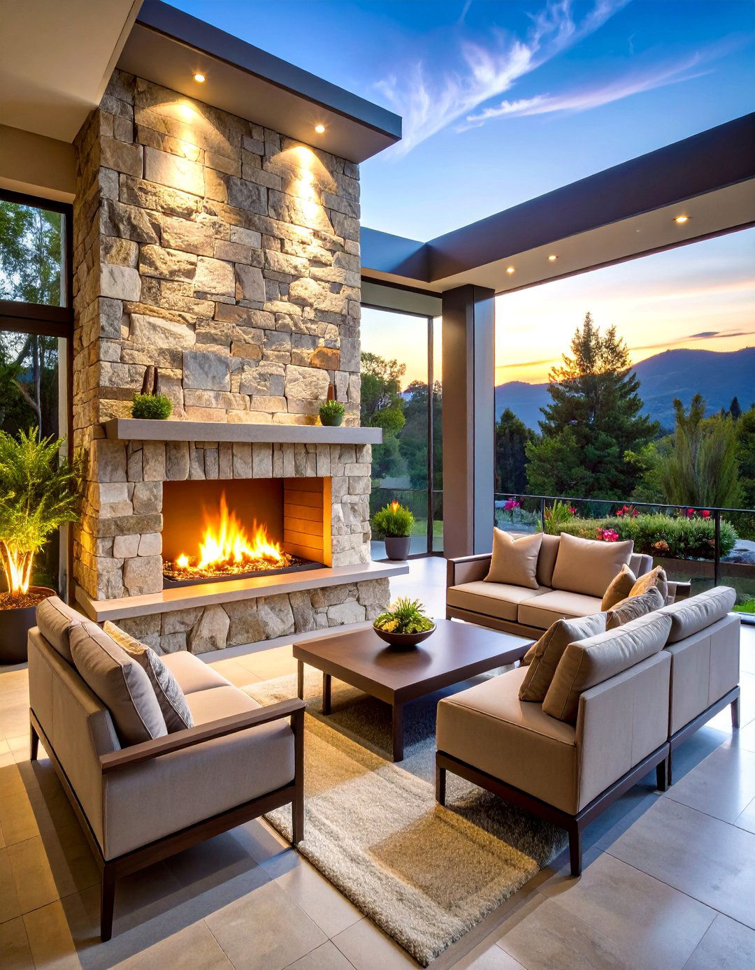 Double Sided Indoor Outdoor Fireplace - 25 Rustic Outdoor Fireplace Ideas